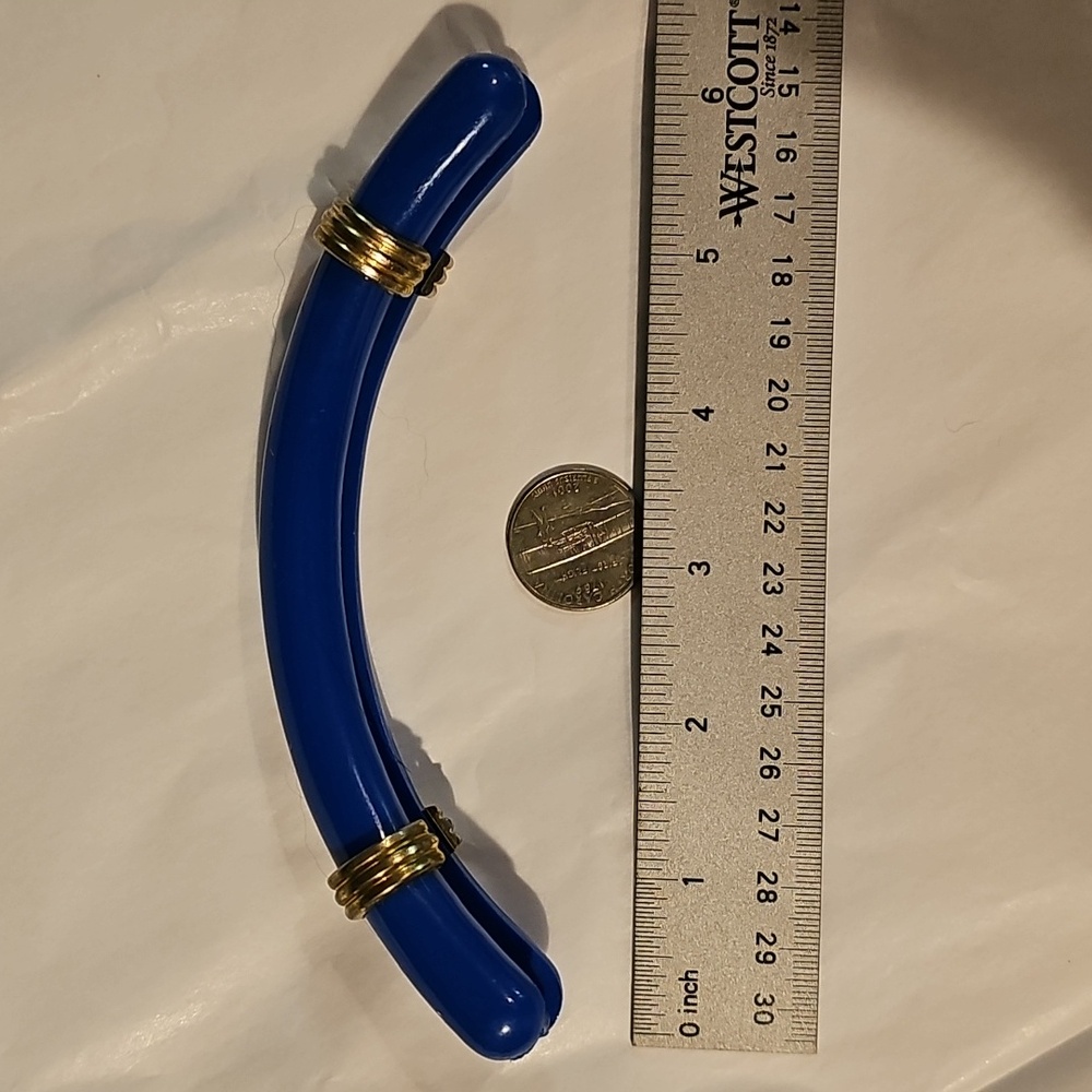 Vintage Banana Hair Clip Blue And Gold - Picture 7 of 7